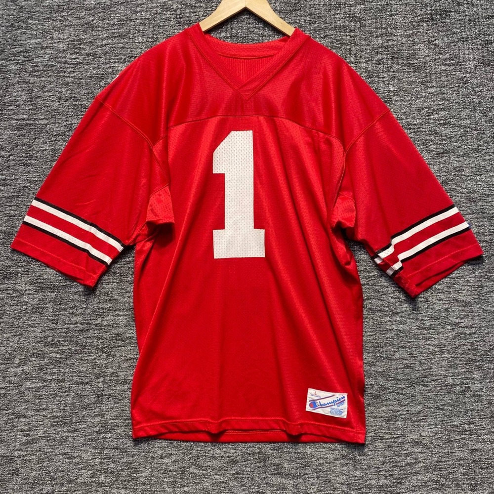 VTG Champion Ohio State Buckeyes Football Jersey Mens Large Red 1 USA Made Mesh